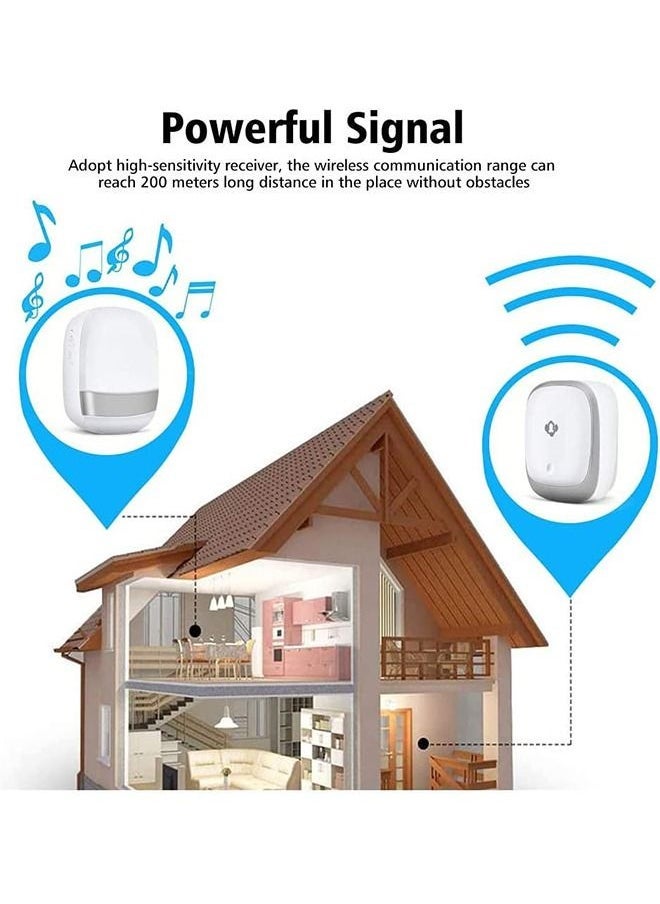 Arabest - Wireless Doorbell,Push Button Self-powered Transmitter Waterproof Flashing Door Bell, 38 Chimes 5 Volume Levels (Silver) - Image 1