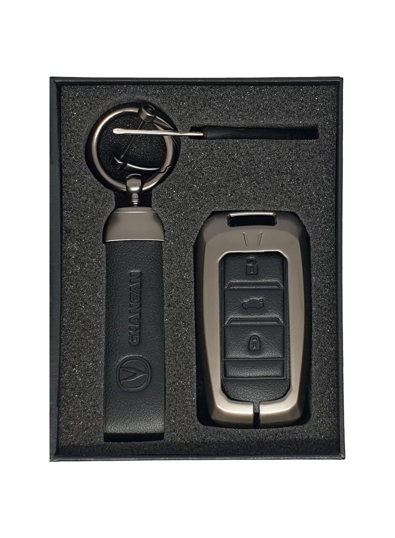 Service Zone Metal Real Leather Case For Changan Smart Key Remote Model CS75 2014-2015  - Image 3
