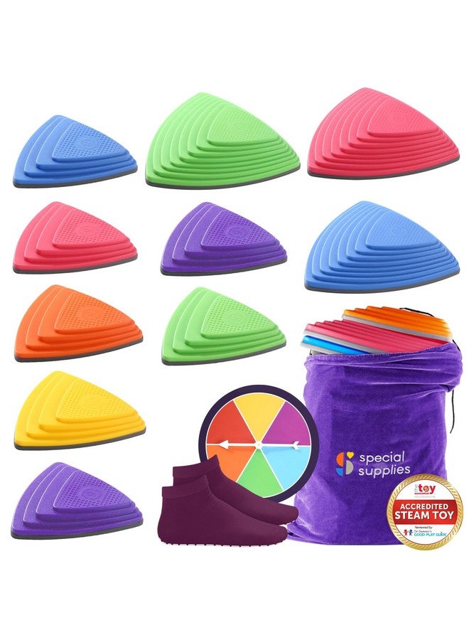 Special Supplies Special Supplies 10 Stepping Stones for Kids Indoor and Outdoor Balance Blocks Promote Coordination, Balance Strength Child Safe Rubber, Non-Slip Edging (Primary) - Image 1