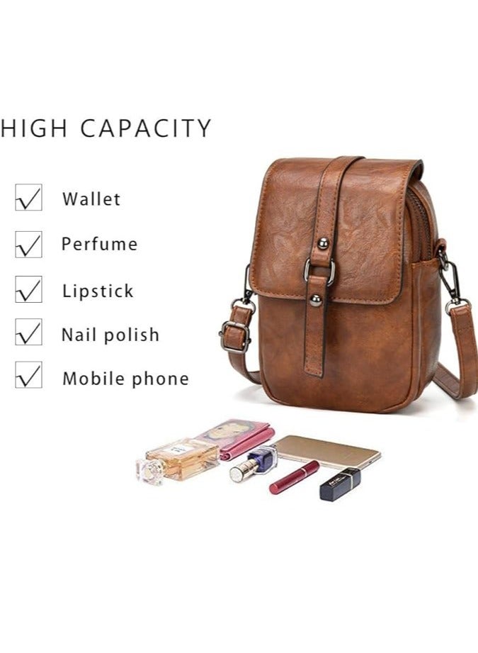 Women Vintage Crossbody Phone Bag, Small Messenger Shoulder Bag Cash Handbag Wallet Purse