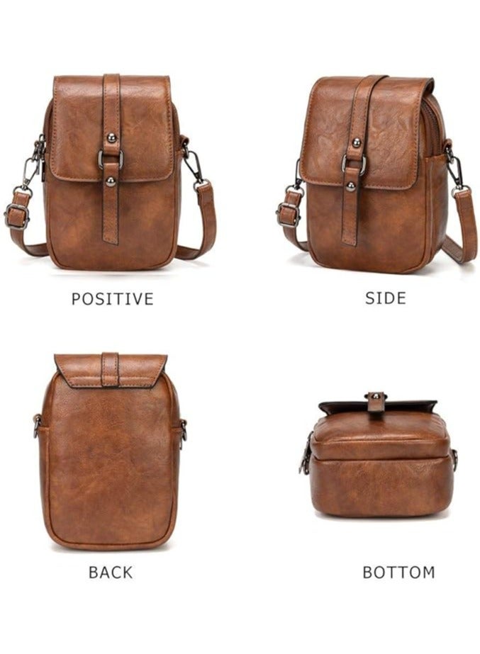 Women Vintage Crossbody Phone Bag, Small Messenger Shoulder Bag Cash Handbag Wallet Purse