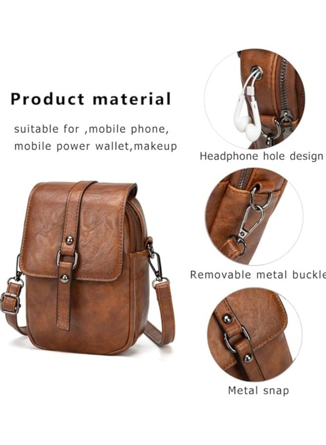 Women Vintage Crossbody Phone Bag, Small Messenger Shoulder Bag Cash Handbag Wallet Purse