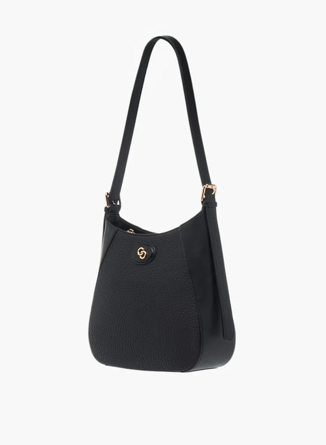 Celeste Womens Textured Shoulder Bag With Adjustable Strap And Zip Closure