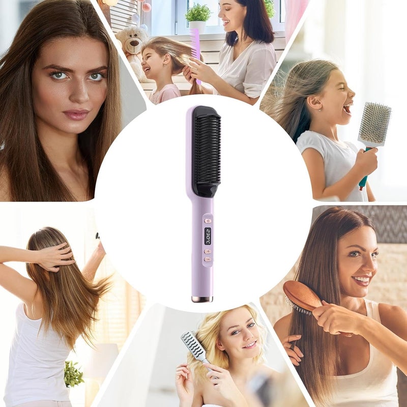 windforgecraft Straightening Hair Brush | Fast Heating Straightening Comb For Women No Damage Hair Styling,Portable Hairstyle Straightener Brush For Hotel Apartment Home Travel - Image 3