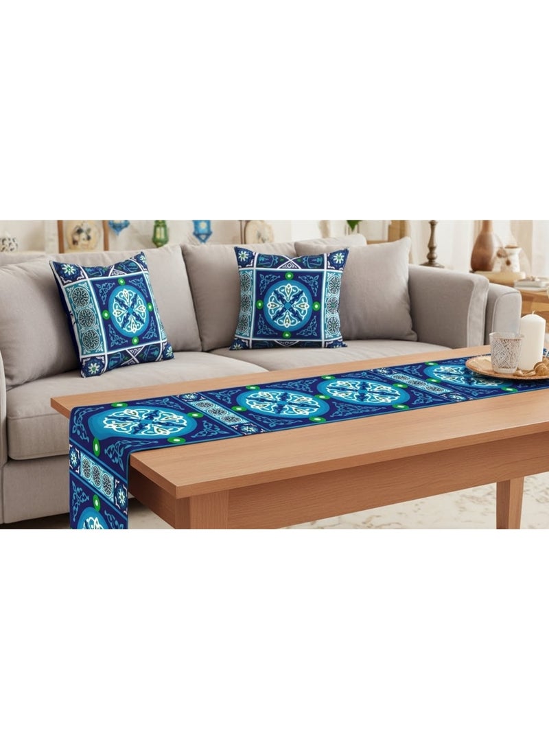 اي كي ديزاينيز طقم ديكور رمضان 3 قطع (2 غطاء وسادة + رانر سفرة)