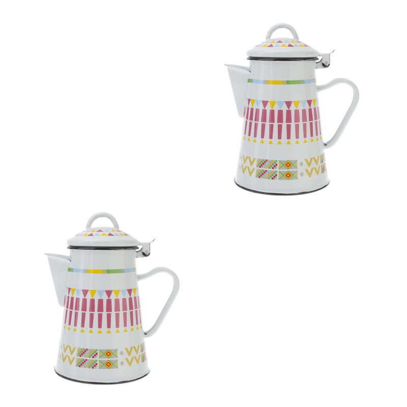 2pcs Practical Coffee Pot Unique Enamel Coffee Pot Enamel Water Pot - Image 1