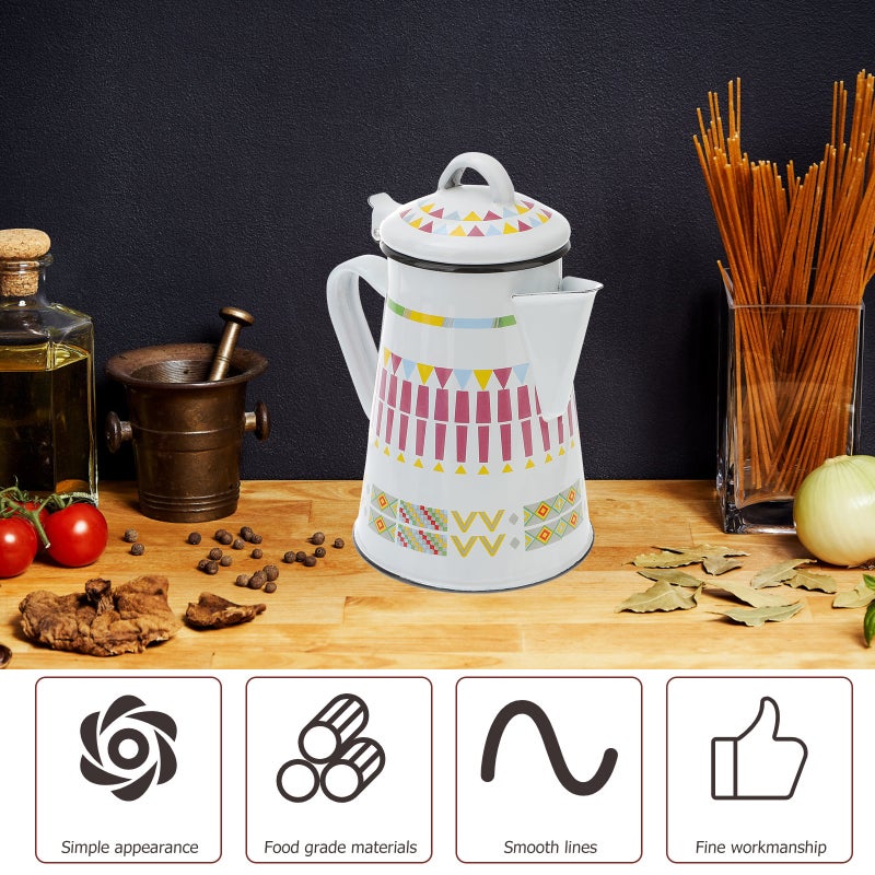 2pcs Practical Coffee Pot Unique Enamel Coffee Pot Enamel Water Pot - Image 5