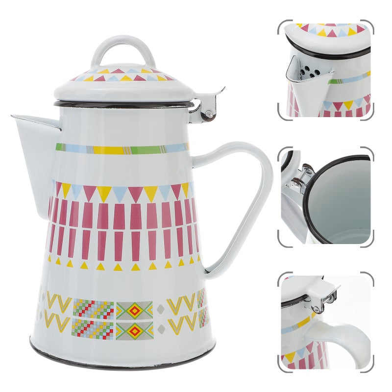 2pcs Practical Coffee Pot Unique Enamel Coffee Pot Enamel Water Pot - Image 3