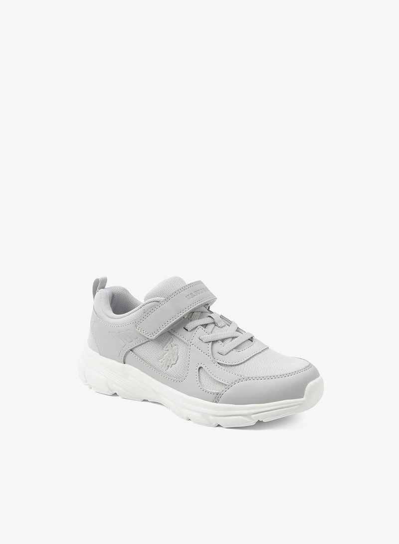 يو اس بولو اسن سنيكرز أطفال رمادي بشريط فيلكرو - مريح بنعل مبطن للعب طوال اليوم! - Image 3