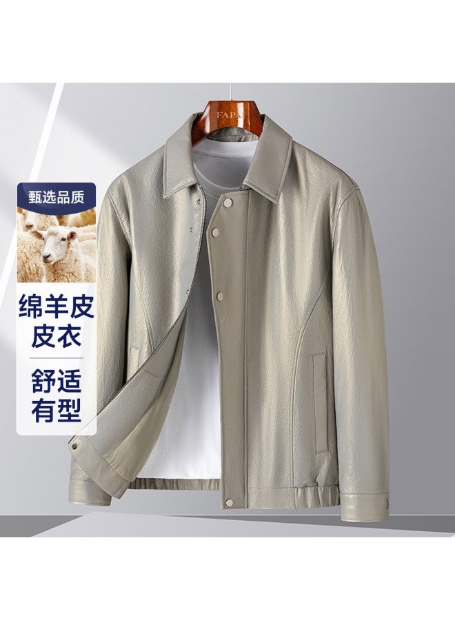 Fapai جاكيت جلد قصير متعدد الاستخدامات للرجال مع ياقة لابيل لفصلي الربيع والخريف - Image 2