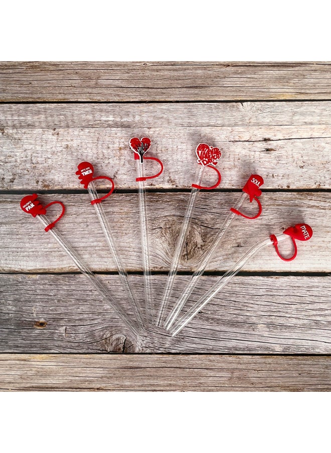 Generic - New Valentine's Day Series Silicone Straw Caps Dustproof Straw Plugs Cute Cartoon Decorative Straws Kitchen Tableware-Color:17111-31-Specifications:10MM - Image 1