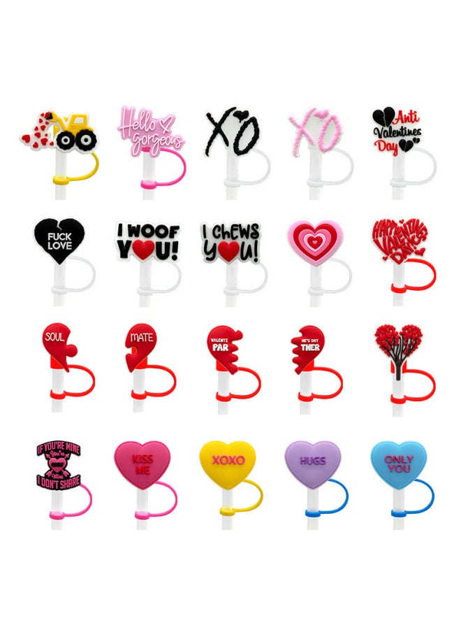 Generic - New Valentine's Day Series Silicone Straw Caps Dustproof Straw Plugs Cute Cartoon Decorative Straws Kitchen Tableware-Color:17111-31-Specifications:10MM - Image 1