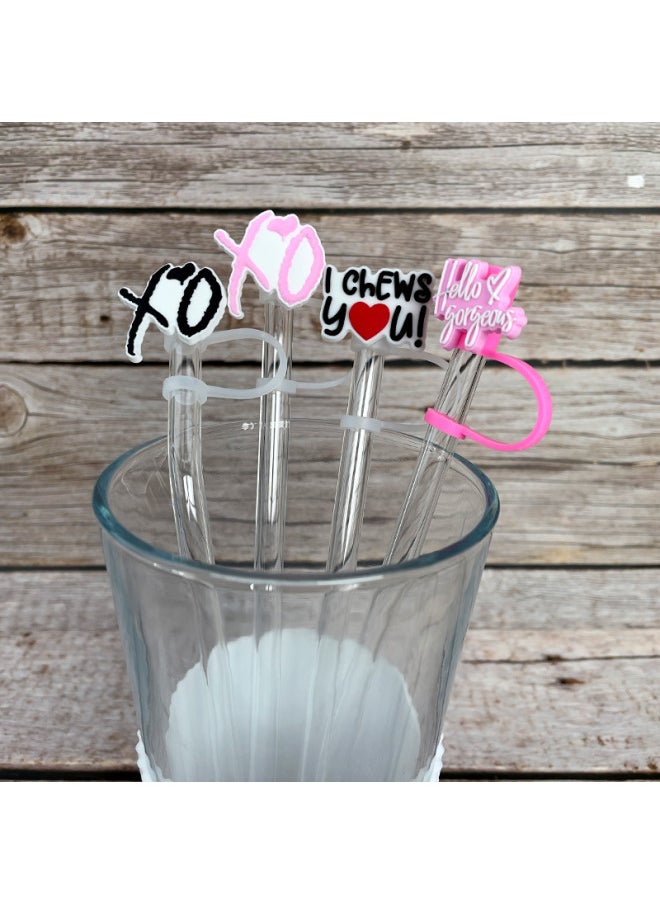 Generic - New Valentine's Day Series Silicone Straw Caps Dustproof Straw Plugs Cute Cartoon Decorative Straws Kitchen Tableware-Color:17111-31-Specifications:10MM - Image 1
