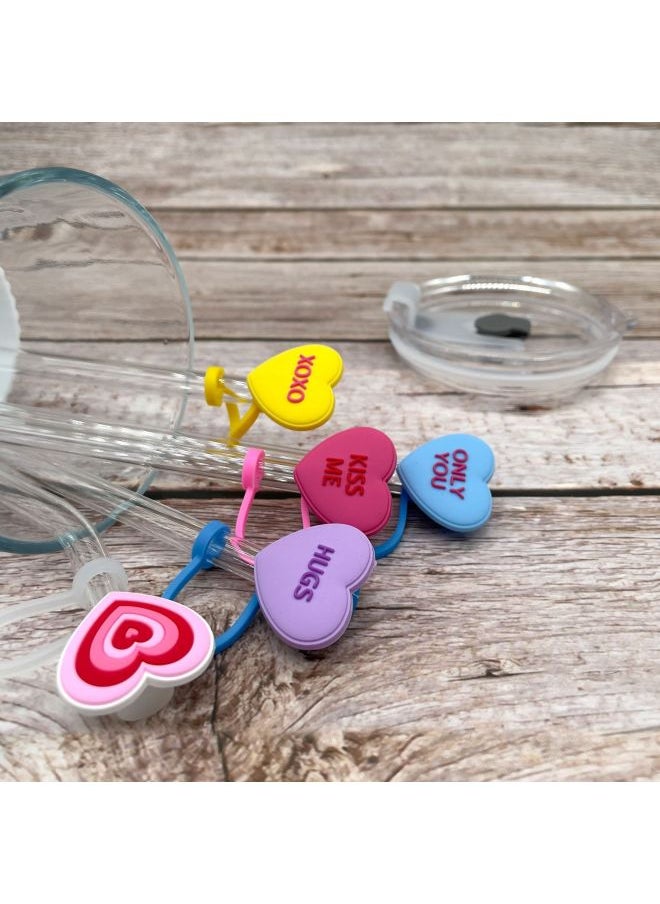 Generic - New Valentine's Day Series Silicone Straw Caps Dustproof Straw Plugs Cute Cartoon Decorative Straws Kitchen Tableware-Color:17111-31-Specifications:10MM - Image 1