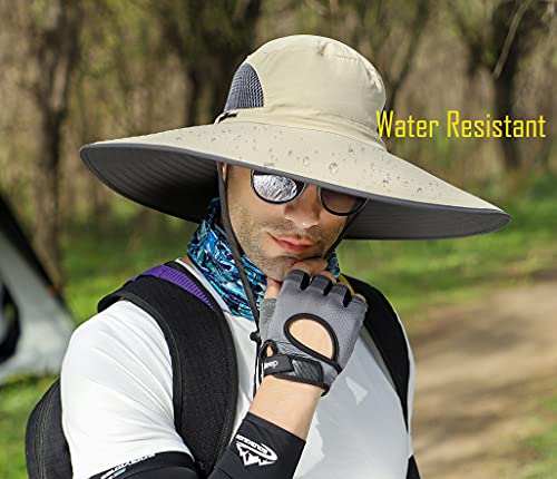 Leotruny Men Wide Brim Sun Hats UPF50+ Waterproof Breathable Bucket Hat for Fishing, Hiking, Camping (C06-army Green Ink) - Image 4