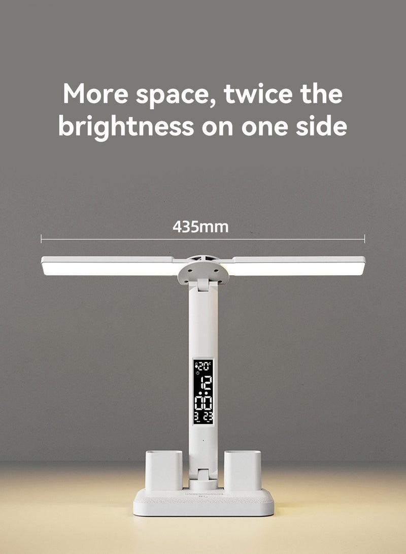 LEOKOR - Double Head LED Desk Lamp Foldable Table Lamp with USB Charging Port 3 Color Modes Lamps with Smart Display and Pen Holder - Image 1