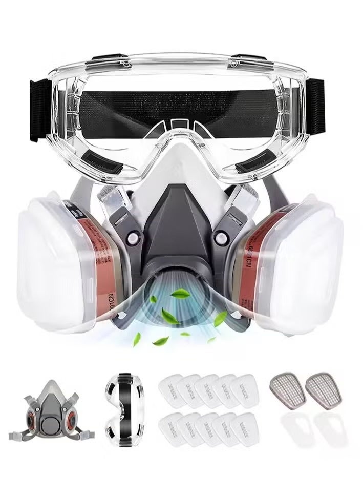 Respirator Mask - Respirator with Filter and Goggles for Chemicals - Epoxy Spray Paint Mask For Paint Dust Soldering Construction Sanding Woodworking etc. - Image 1
