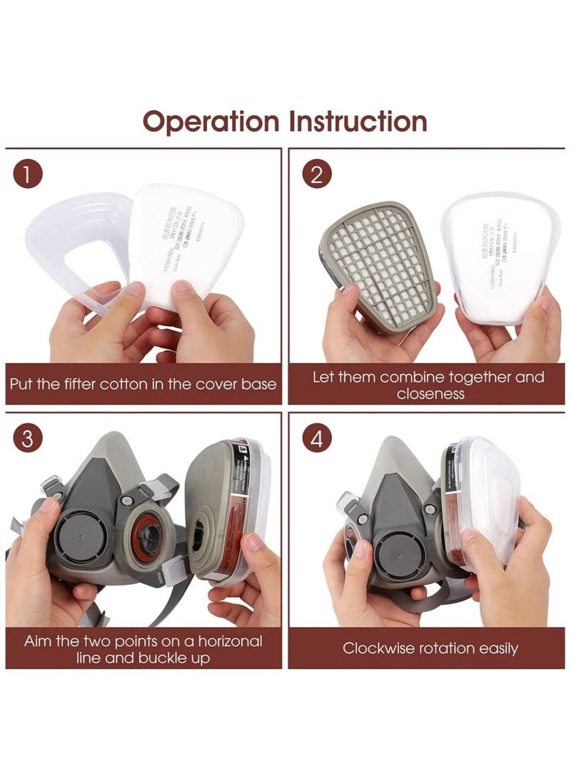 Respirator Mask - Respirator with Filter and Goggles for Chemicals - Epoxy Spray Paint Mask For Paint Dust Soldering Construction Sanding Woodworking etc. - Image 5