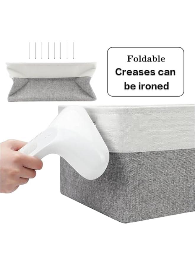 HOOKOR Storage Bins, 3 Pcs Fabric Storage Basket, Linen Closet Organizers with Handles Cubes, Rectangular Fabric Storage Bins Collapsible, Perfect for Shelves, Closets, Home, Office (Grey) - Image 2