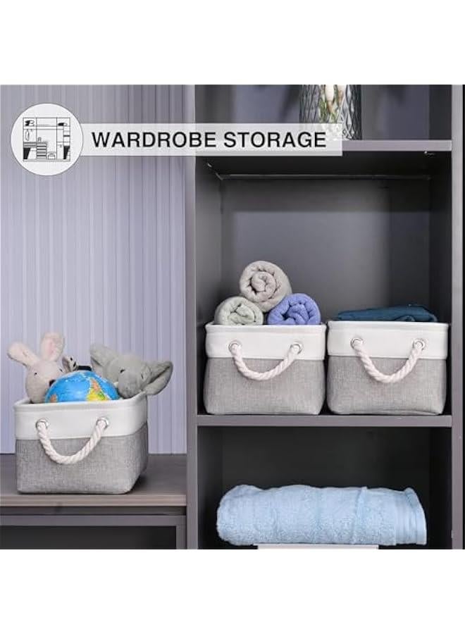 HOOKOR Storage Bins, 3 Pcs Fabric Storage Basket, Linen Closet Organizers with Handles Cubes, Rectangular Fabric Storage Bins Collapsible, Perfect for Shelves, Closets, Home, Office (Grey) - Image 3