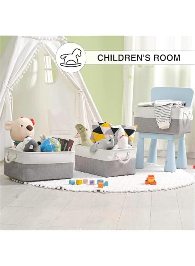 HOOKOR Storage Bins, 3 Pcs Fabric Storage Basket, Linen Closet Organizers with Handles Cubes, Rectangular Fabric Storage Bins Collapsible, Perfect for Shelves, Closets, Home, Office (Grey) - Image 5