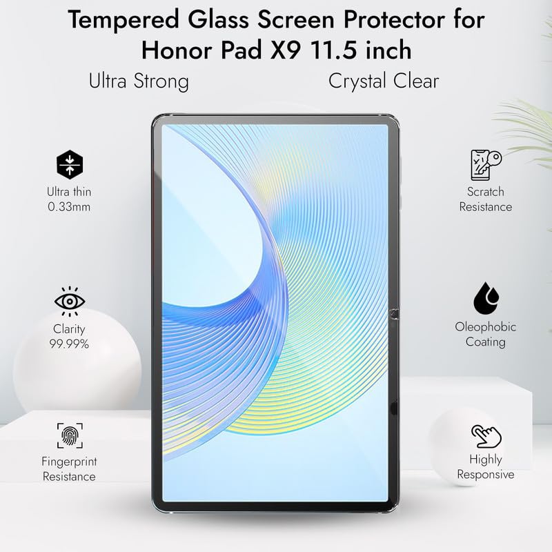Robustrion Anti Scratch and Smudge Proof Tempered Glass Screen Protector for Honor Pad X9 11.5 inch - Pack of 1 - Image 3