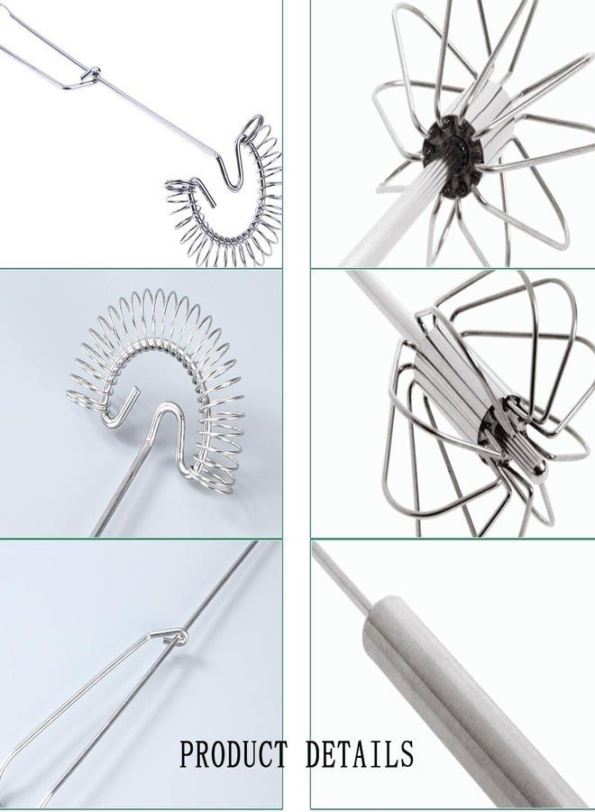KuuGuu 3 Pack Stainless Steel Egg Whisk Versatile Easy Whisk Hand Push Rotary Milk Frother Cooking Beater Manual Mixer for Beating Eggs Mixing Whipping Smoothies Shakes (2 Styles) - Image 3