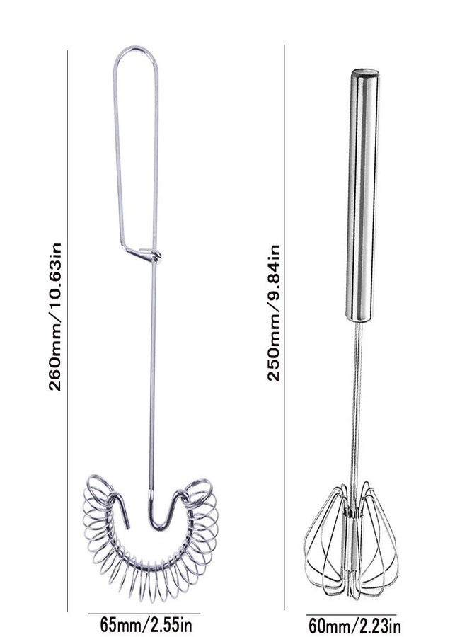 KuuGuu 3 Pack Stainless Steel Egg Whisk Versatile Easy Whisk Hand Push Rotary Milk Frother Cooking Beater Manual Mixer for Beating Eggs Mixing Whipping Smoothies Shakes (2 Styles) - Image 2