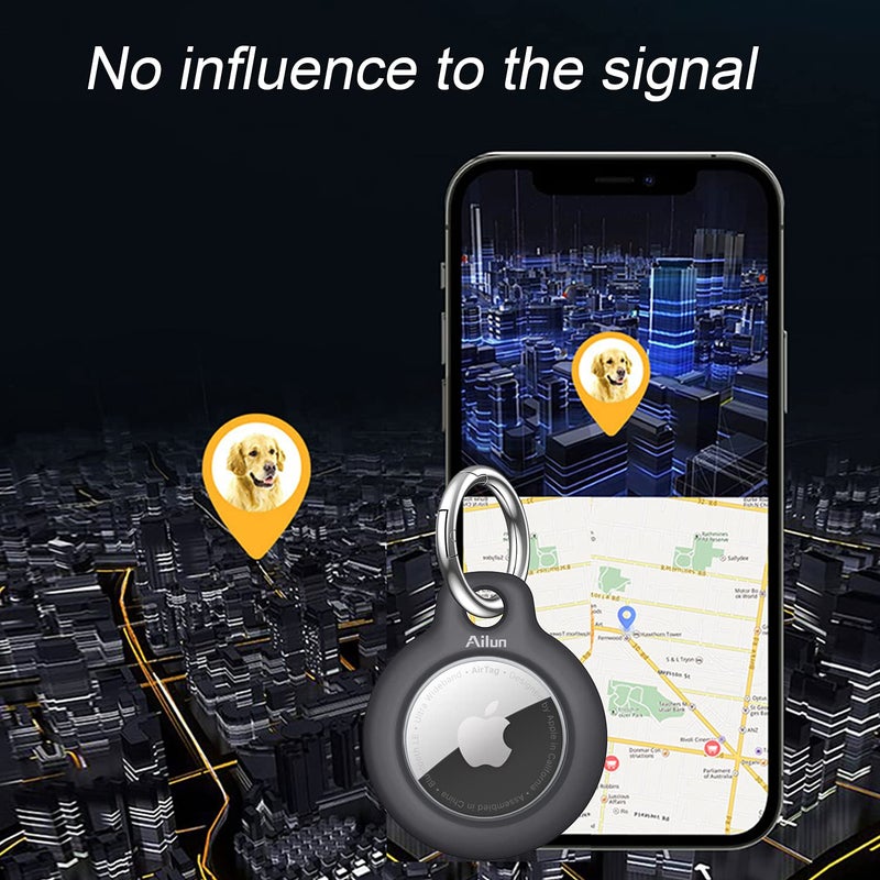 Ailun [2Pack] Hard PC Cover for AirTag,Shockproof Loop with Keychain Ring Holder Skin Protector Protective Case Tracker Finder Locator Anti-Lost ,Wear-Resistant Black - Image 4