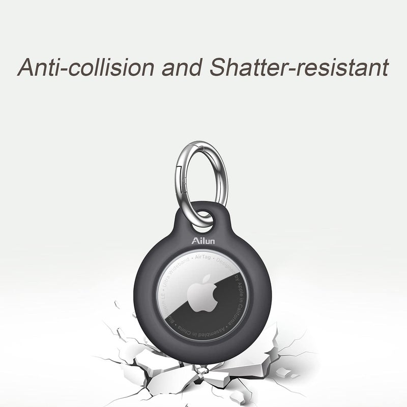 Ailun [2Pack] Hard PC Cover for AirTag,Shockproof Loop with Keychain Ring Holder Skin Protector Protective Case Tracker Finder Locator Anti-Lost ,Wear-Resistant Black - Image 5