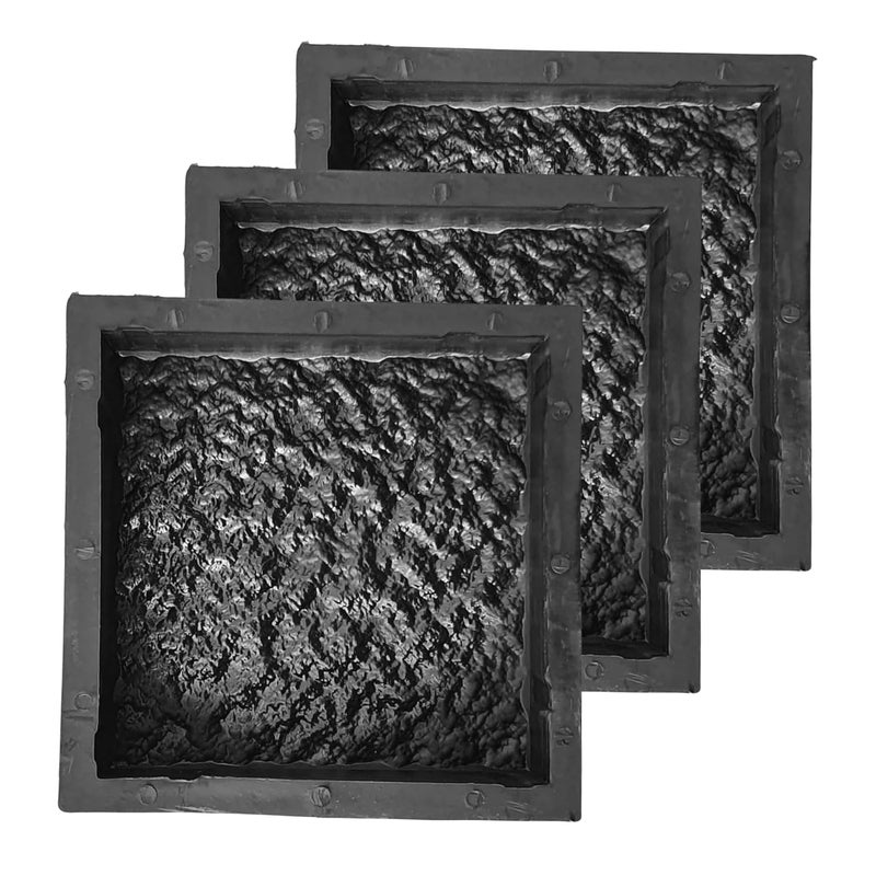 Reyal 8X8 MARBLE Paver Block Mould Pack of 3 Black PVC Make in India PVC Rubber Mould Outdoor Paving Stone Maker - Image 1