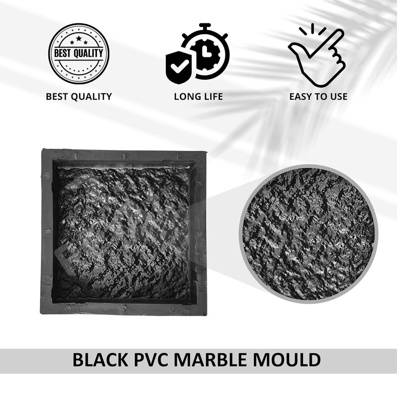 Reyal 8X8 MARBLE Paver Block Mould Pack of 3 Black PVC Make in India PVC Rubber Mould Outdoor Paving Stone Maker - Image 3