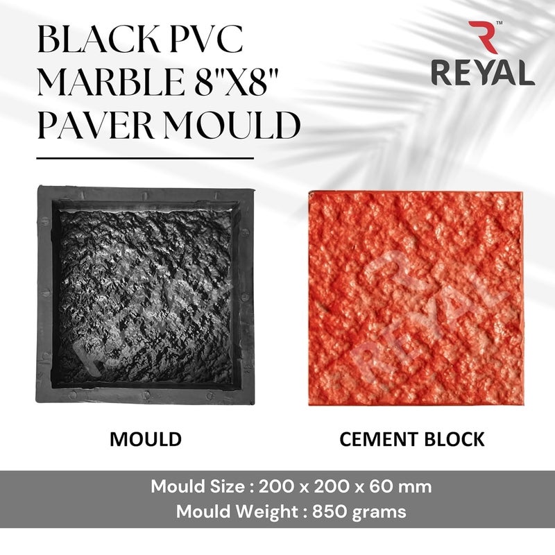 Reyal 8X8 MARBLE Paver Block Mould Pack of 3 Black PVC Make in India PVC Rubber Mould Outdoor Paving Stone Maker - Image 4