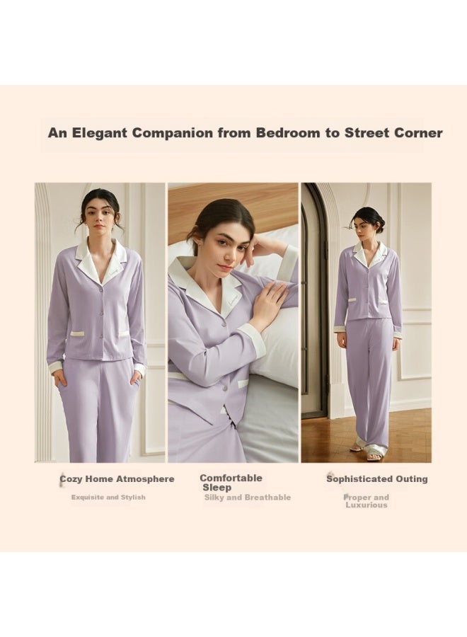 Luckmeey Women's Long Sleeve Pajama Set  New Spring Summer Chic Style Homewear - Image 4