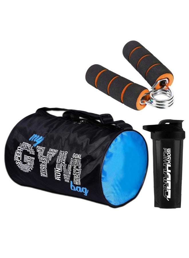 FIT FOCUS Gym Bag Ultimate Combo My Gym Bag with Protein Shaker Bottle & Hand Gripper | Fitness Shoulder Gym Bags for Men & Women Hand gripper Forarms Support for Gym | Protein Shaker | Gripper (Black) - Image 1