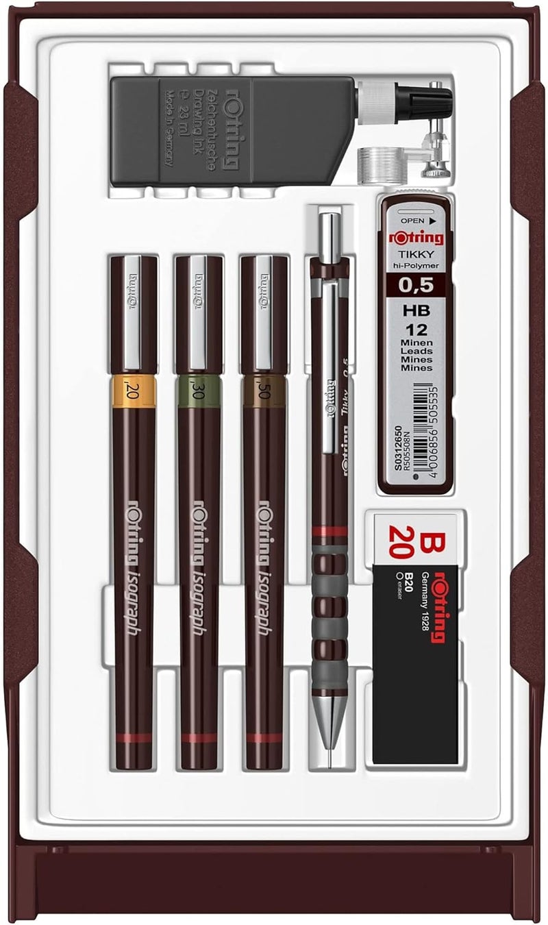 Rotring Isograph College Set - Precision Technical Pens with 0.2mm, 0.3mm, and 0.5mm Tips - Image 1