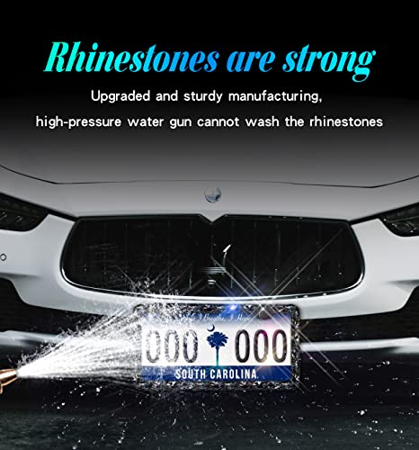Murimt Black Rhinestone License Plate Frames with High End Ribbon Gift Box Sparkly Diamond License Plate Holder Handcrafted Crystal Premium Stainless Steel Bling License Plate Frame for Women - Image 4