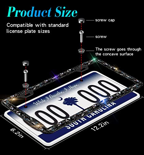 Murimt Black Rhinestone License Plate Frames with High End Ribbon Gift Box Sparkly Diamond License Plate Holder Handcrafted Crystal Premium Stainless Steel Bling License Plate Frame for Women - Image 5