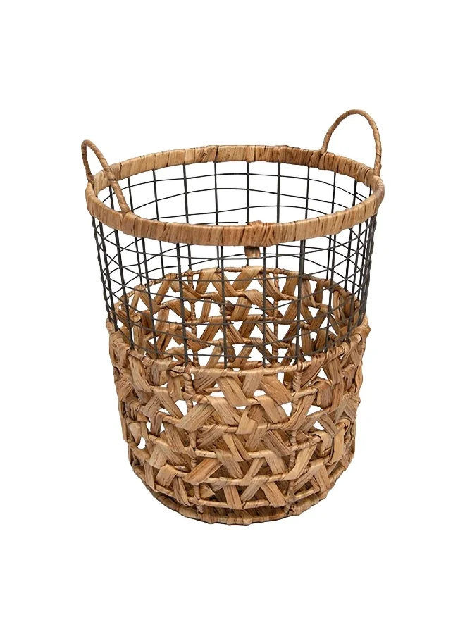 HONEYBEE Cylindrical Shape Portable Ventilated Laundry Basket with Handle Brown 31 x 27 x 27 cm SSB0295A-A