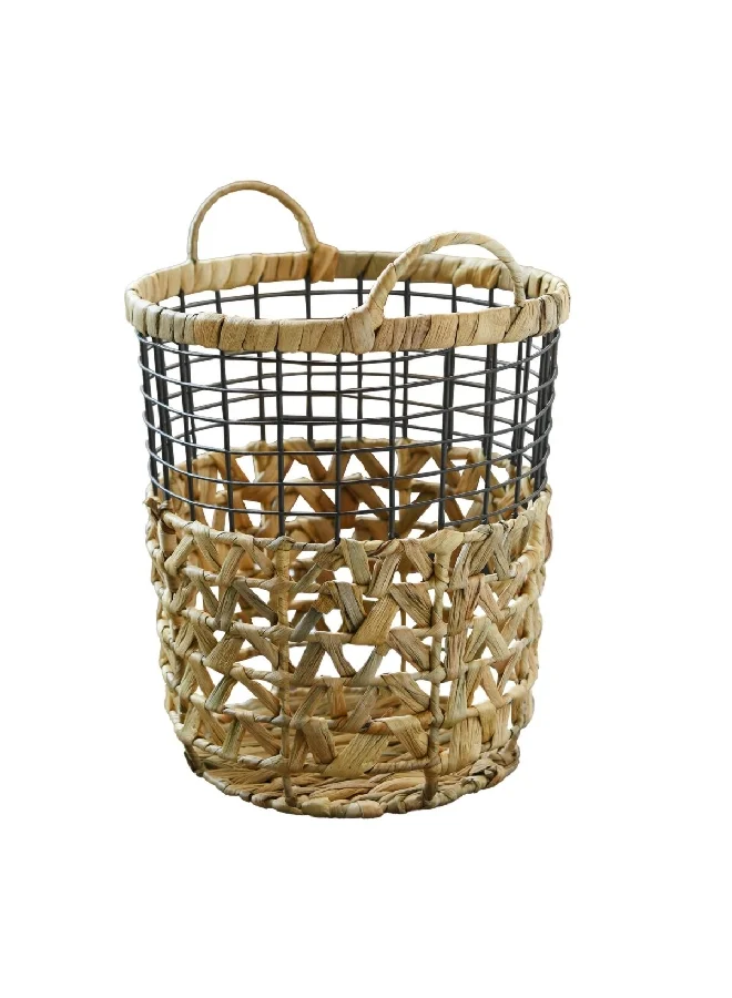 HONEYBEE Cylindrical Shape Portable Ventilated Laundry Basket with Handle Brown 31 x 27 x 27 cm SSB0295A-A