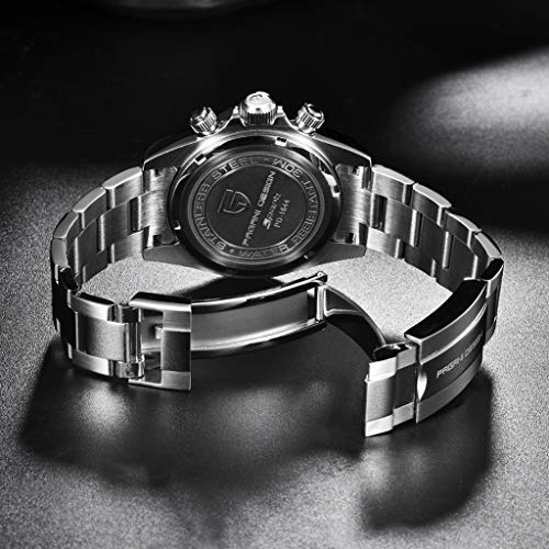 PAGRNE DESIGN Pagani Design Men’s Watches Full Stainless Steel Analogue Quartz Wrist Watch for Men Daytona Homage Luxury Waterproof Dress Wristwatch Auto Date - Image 3