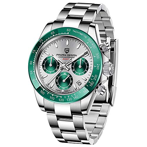 PAGRNE DESIGN Pagani Design Men’s Watches Full Stainless Steel Analogue Quartz Wrist Watch for Men Daytona Homage Luxury Waterproof Dress Wristwatch Auto Date - Image 1