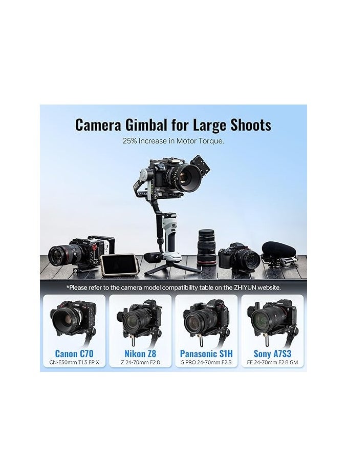 Zhiyun ZHIYUN CINEPEER CRANE 4E Camera Gimbal for DSLR and Mirrorless Cameras, 3-Axis Stabilizer Gimbal, Lightweight Camera Stabilizer for Nikon/Canon/Sony/Panasonic/Fujifilm, Light Gray  - Image 5