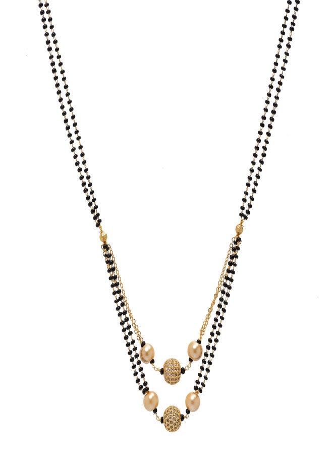 Heeva Creation Women's Pride Stylish Mangalsutra Necklace Pendant Black Bead Fancy Chain For Woman and Girls.Pack Of 1. - Image 1
