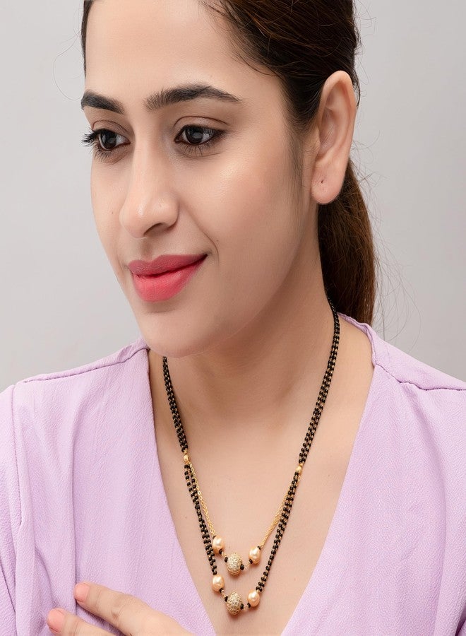 Heeva Creation Women's Pride Stylish Mangalsutra Necklace Pendant Black Bead Fancy Chain For Woman and Girls.Pack Of 1. - Image 4