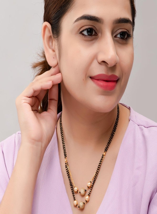 Heeva Creation Women's Pride Stylish Mangalsutra Necklace Pendant Black Bead Fancy Chain For Woman and Girls.Pack Of 1. - Image 5