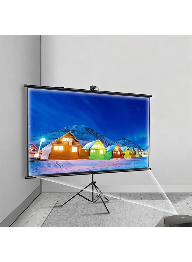 120-Inch 16:9 Portable Foldable Projection Screen, With A Stand And No Wrinkles, Milk Silk Projection Cloth, Home High-Definition 4K Projection Screen (Wall-Mounted And Rack-Mounted), Suitable For Mobile Outdoor, Living Room, Bedroom, Home Theater And Office Presentation