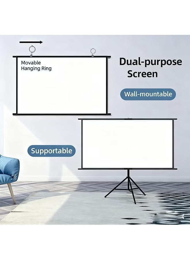 120-Inch 16:9 Portable Foldable Projection Screen, With A Stand And No Wrinkles, Milk Silk Projection Cloth, Home High-Definition 4K Projection Screen (Wall-Mounted And Rack-Mounted), Suitable For Mobile Outdoor, Living Room, Bedroom, Home Theater And Office Presentation - Image 4