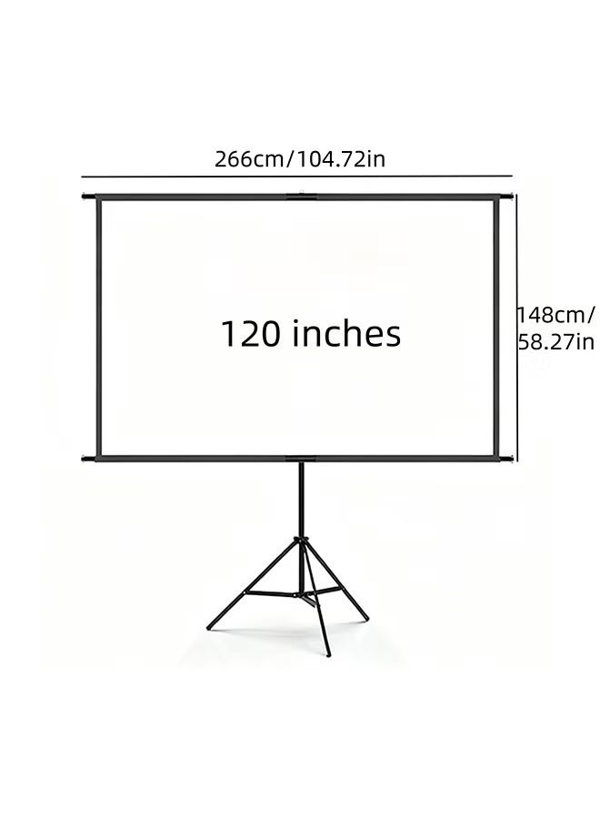 120-Inch 16:9 Portable Foldable Projection Screen, With A Stand And No Wrinkles, Milk Silk Projection Cloth, Home High-Definition 4K Projection Screen (Wall-Mounted And Rack-Mounted), Suitable For Mobile Outdoor, Living Room, Bedroom, Home Theater And Office Presentation - Image 2