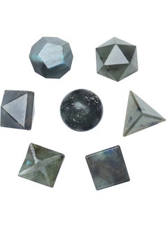 Crocon Crocon Labradorite 7Pcs Platonic Solids Crystal Geometry Set, Platonic Solids Sacred Geometric Stones for Meditation Reiki Balancing Healing Chakra Stone Cleansing Spiritual Good Luck (15-20mm) 